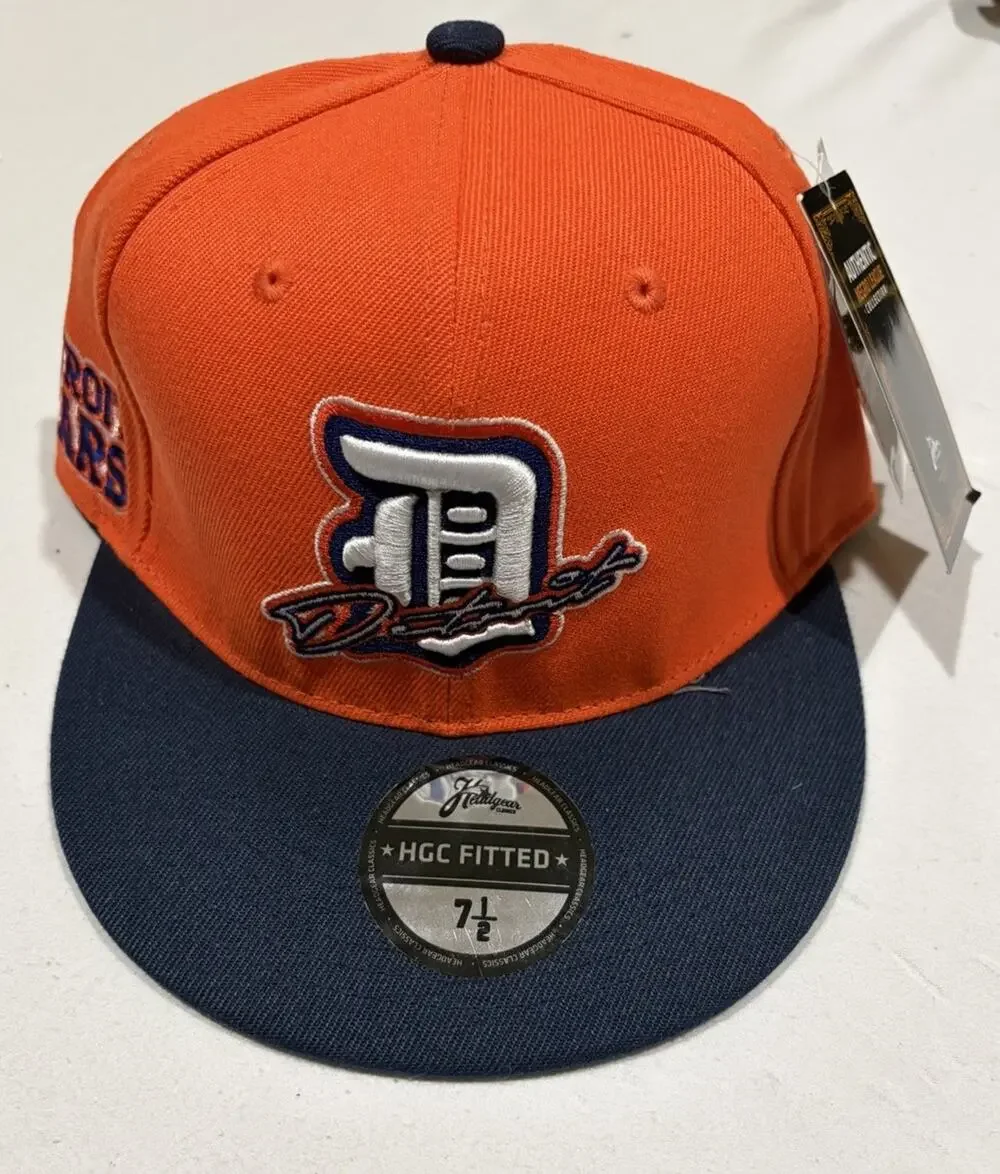 Detroit Stars Orange Headgear Classic Fitted Hat Size 7 1/2 NWT With Hat Pin